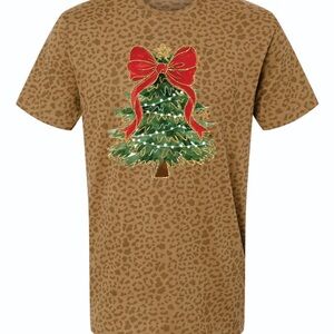 Leopard Print Kids Christmas Tree T-Shirt